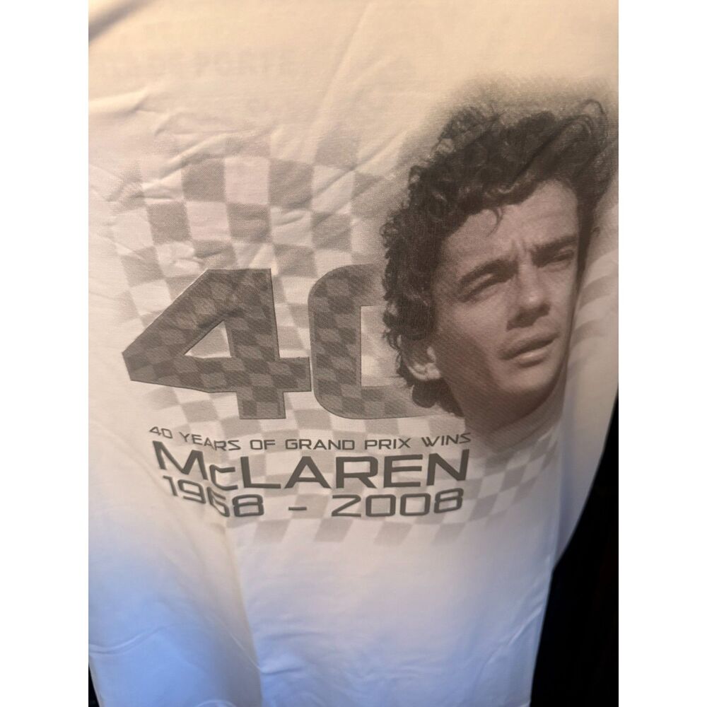 NWT 2008 Ayrton Senna McLaren F1 40th Anniversary T Shirt XL Rare